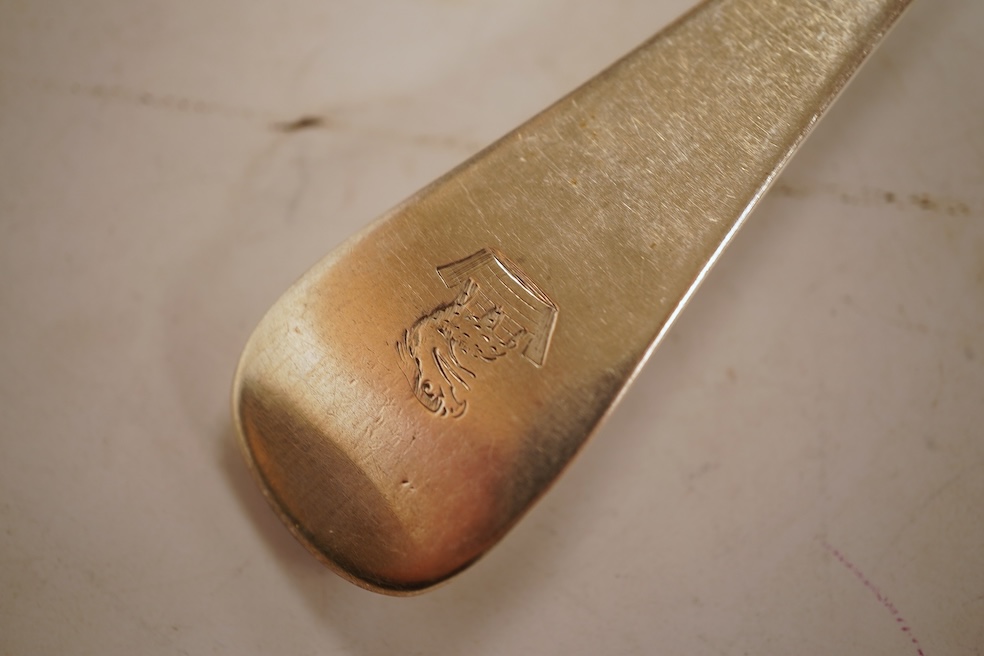 A collection of assorted mainly 18th century silver three pronged table forks, including a pair of dog nose, 19.1cm, most with indistinct or rubbed marks, together with a similar collection of thirteen silver three prong
